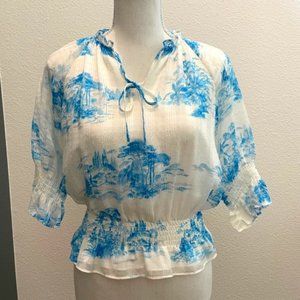 Toile Semi Sheer Cinched Waist Blouse from Ann Taylor